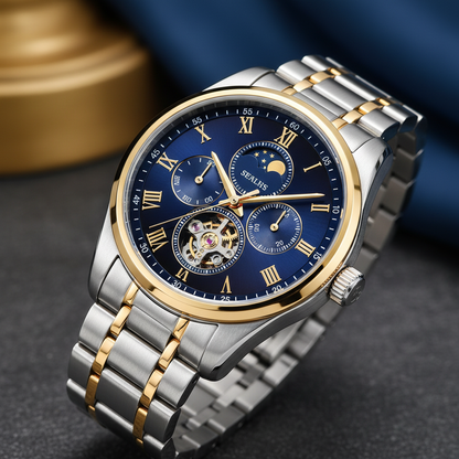 OLEVS Automatic Watches for Men Stainless Steel Moon Phase  Skeleton Flywheel Mechanical Men's Wristwatch Luxury Man Watch 6620
