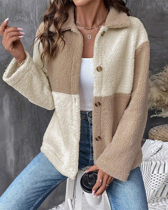 Manteau à revers colorblock