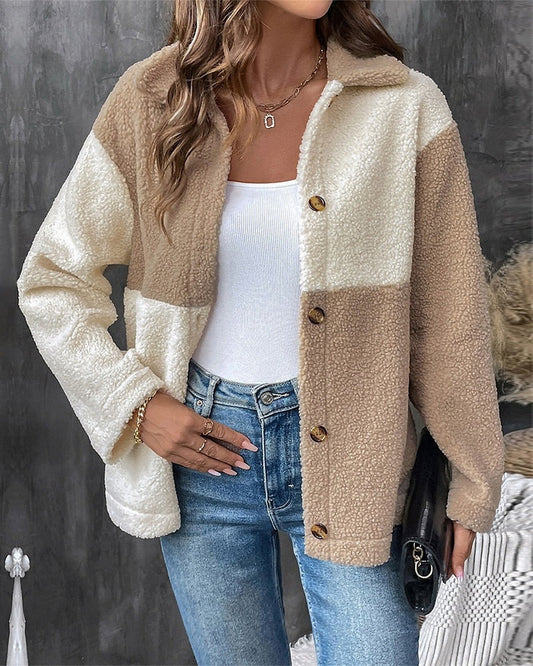 Manteau à revers colorblock