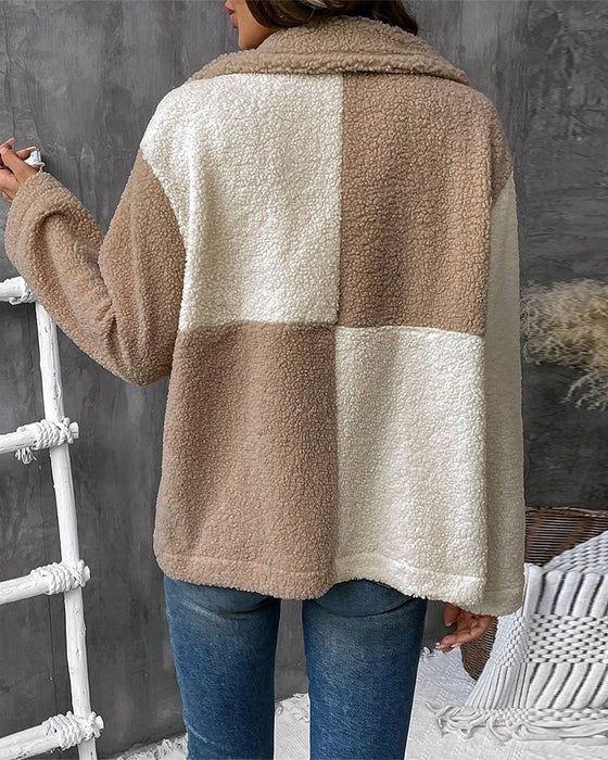 Manteau à revers colorblock