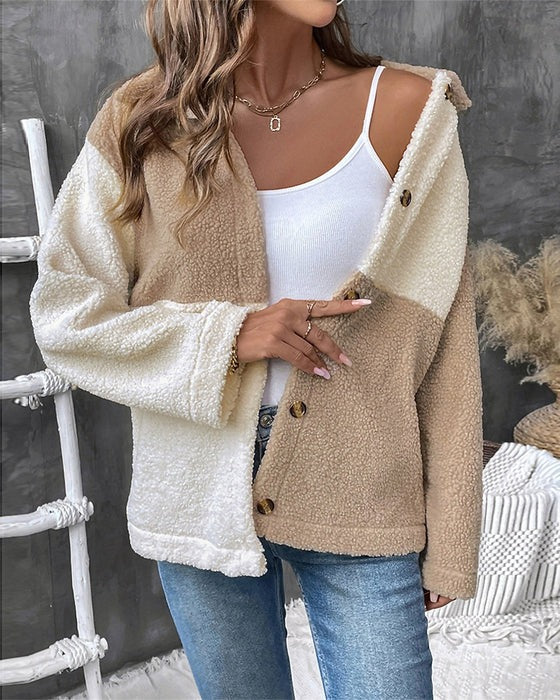Manteau à revers colorblock