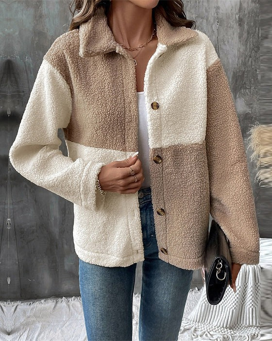 Manteau à revers colorblock