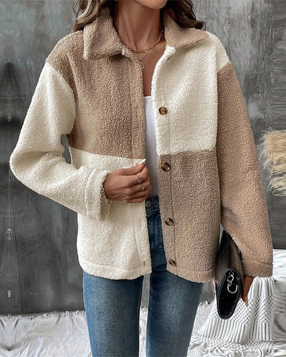 Manteau à revers colorblock