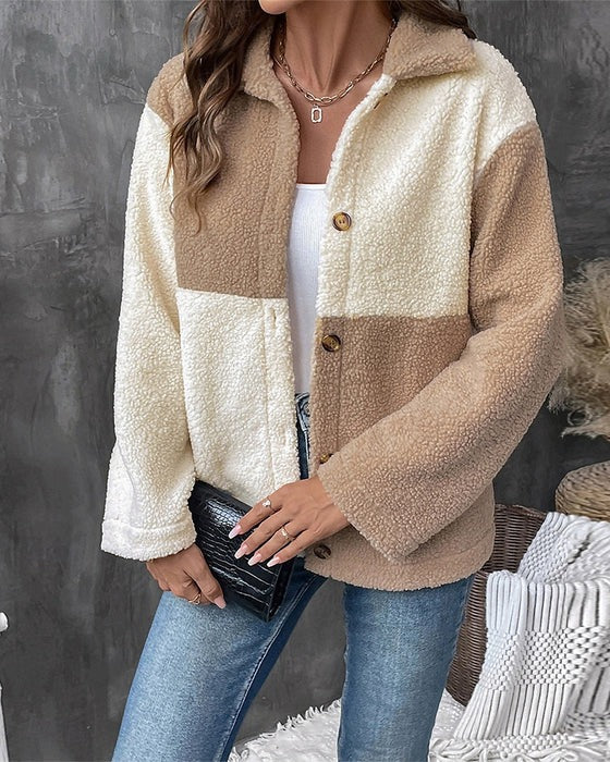 Manteau à revers colorblock